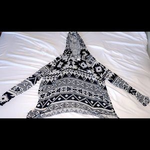 Plus size black and white Aztec design sweater